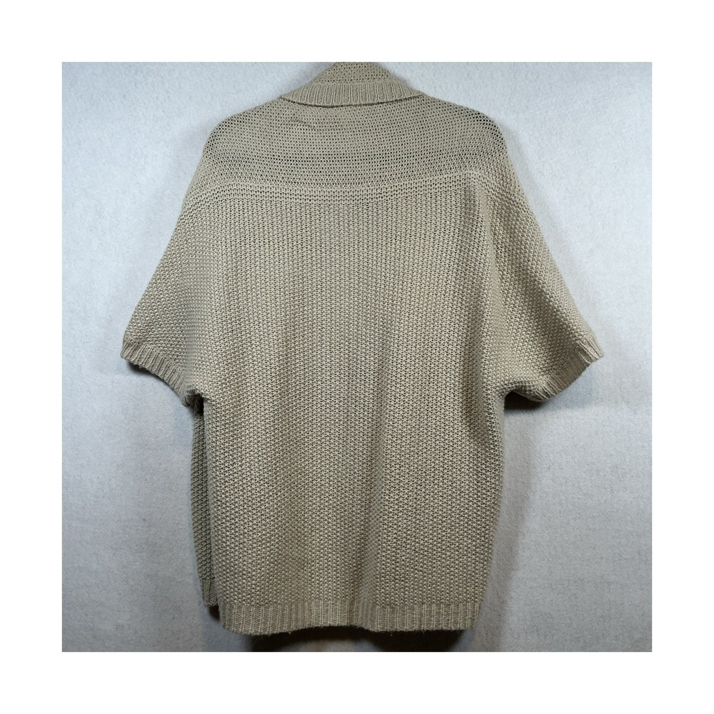 Ann Taylor Alpaca Wool Blend Open Front Shawl Cardigan Beige Short Sleeve Medium - Picture 5 of 7